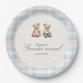 Prato De Papel Pink Blue Teddy Bear Paper Plates