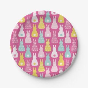 Prato De Papel Pink Bunny Rabbit é um padrão bonito para crianças