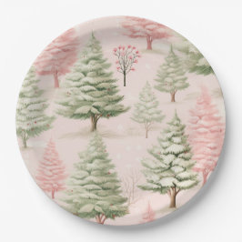 Prato De Papel Pink Christmas Paper Plates