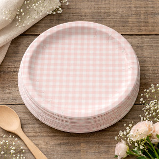 Prato De Papel Pink Gingham Paper Plates