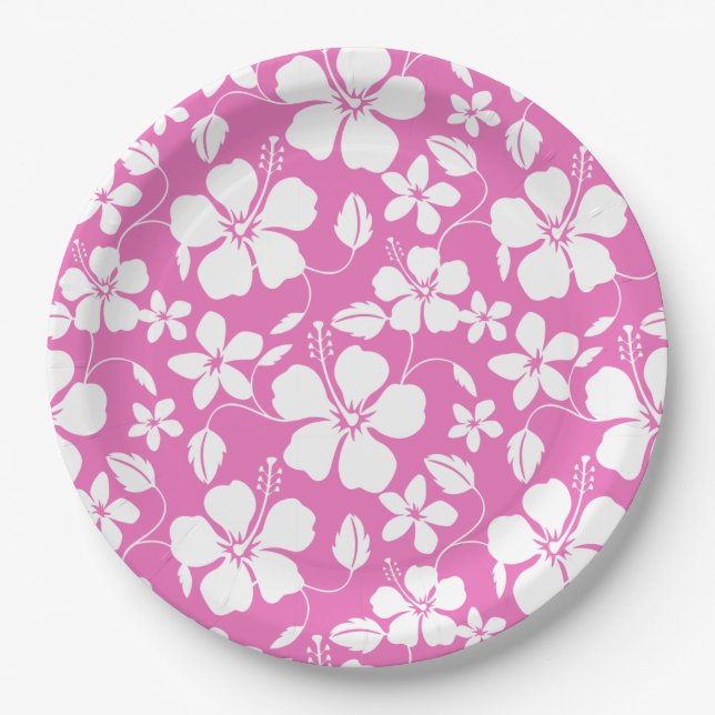 PRATO DE PAPEL PINK HAWAIIAN HULA (HIBISCUS) (Frente)