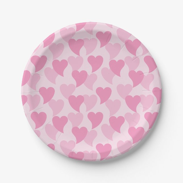 Prato De Papel Pink Lovely Hearts Seamless Pattern (Frente)