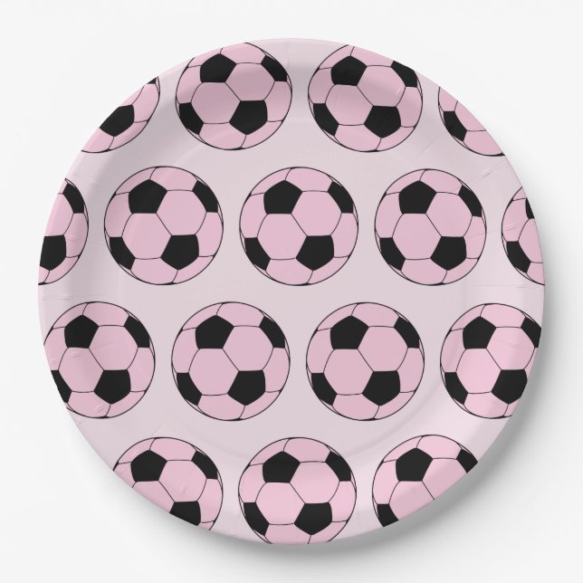 Prato De Papel Pink Modern Soccer - Padrão de Futebol (Frente)