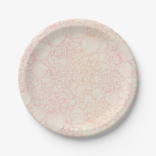 Prato De Papel Pink Peony Floral Patterno