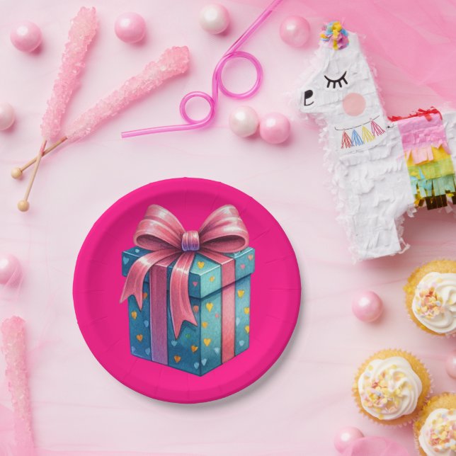Prato De Papel Pink Present (Festa)