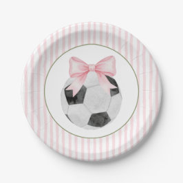 Prato De Papel Pink Stripe Soccer