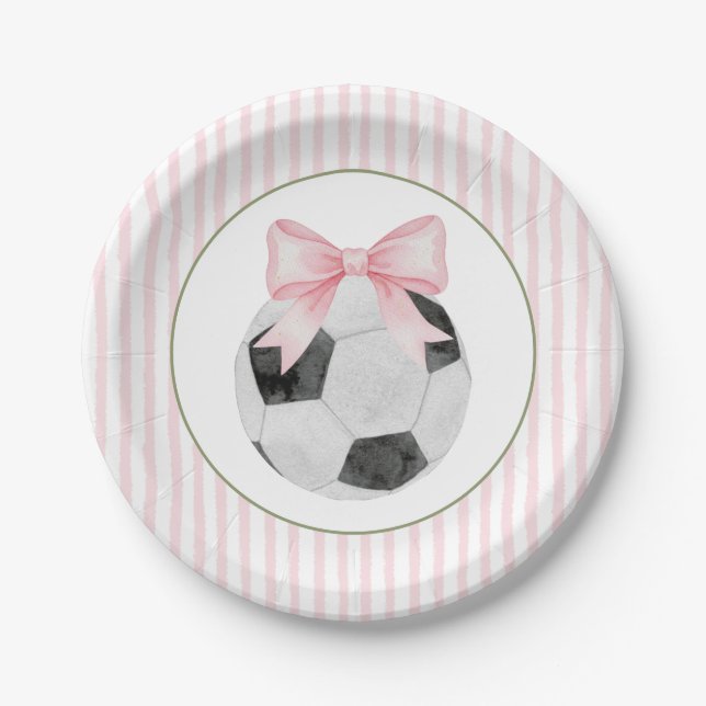 Prato De Papel Pink Stripe Soccer  (Frente)