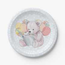 Pink Teddy Bear reading a book