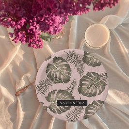 Prato De Papel Pink Tropical e Palm Dourado deixa padrão e nome