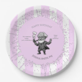 Prato De Papel  Pink White Vertical Stripe Freud Cartoon Center 