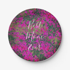 Prato De Papel Pintada A Mão Floral Do Jardim Rosa, Melhor Mãe