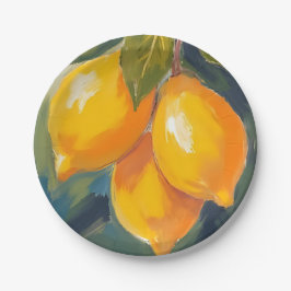 Prato De Papel Pintor de Fruta de Aquarela de Árvore Limão