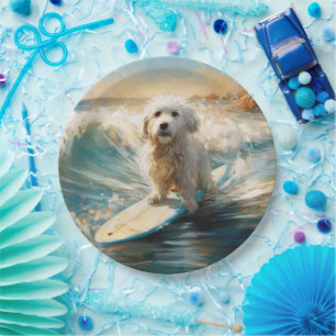 Prato De Papel Pintor De Surfe De Praia De Coton De Tulear