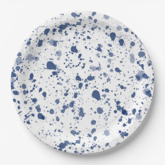 Prato De Papel Pintura azul do Splatter