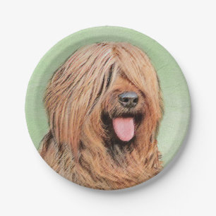 Prato De Papel Pintura Briard - Arte Cachorro Original