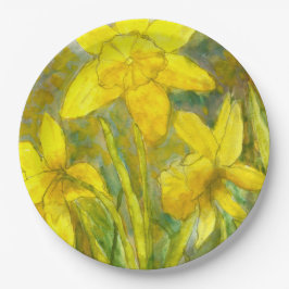 Prato De Papel Pintura da aguarela, arte amarela das flores,