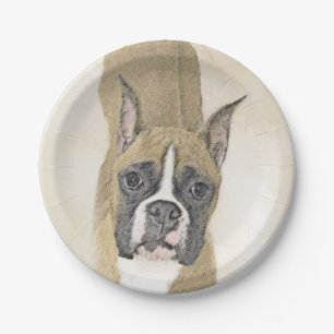 Prato De Papel Pintura de Boxer - Arte de Cachorro Original Bonit