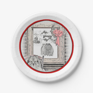 Prato De Papel Pintura de Cachorro na Janela de Inverno de Kehond