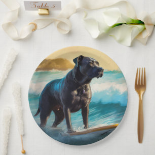 Prato De Papel Pintura de Cane Corso na Praia de Surf