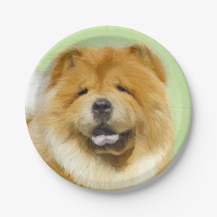 Prato De Papel Pintura De Chow Chow - Arte De Cachorro Original