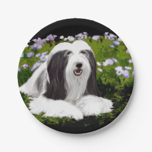 Prato De Papel Pintura de Collie Barbudo - Arte Original de Cacho