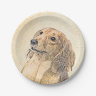 Prato De Papel Pintura de Dachshund (Longhaired) - Arte de Cão O