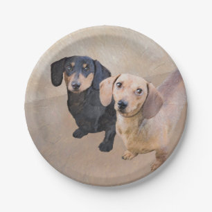Prato De Papel Pintura de Dachshund (Smooth) - Arte de Cão Origi
