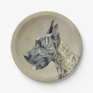 Prato De Papel Pintura de Great Dane (Brindle) - Arte Original de