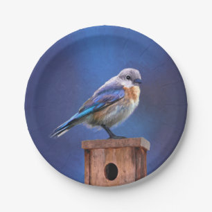 Prato De Papel Pintura de pássaro-azul (feminina) - Arte de pás