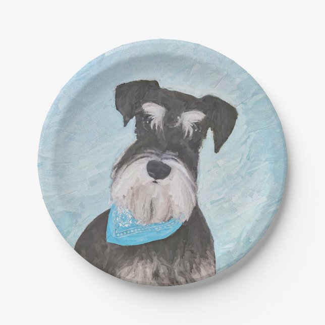 Prato De Papel Pintura de Schnauzer (Miniatura) - Cachorro Origin (Frente)