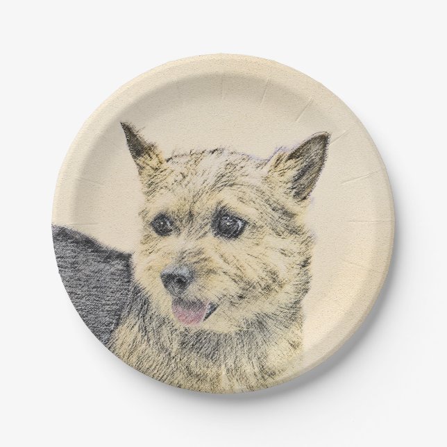 Prato De Papel Pintura de Terrier Norwich - Arte de Cachorro Orig (Frente)
