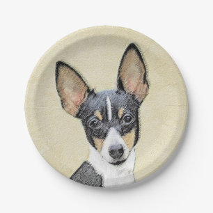 Prato De Papel Pintura de Toy Fox Terrier - Arte de Cachorro Orig