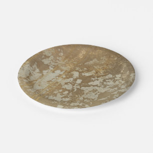 Prato De Papel Pintura Dourado abstrata com salpicos de prata