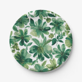 Prato De Papel Pintura em Aquarela Botânica Floral Jardim Verde