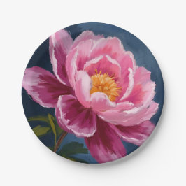 Prato De Papel Pintura em Aquarela de Flor Rosa