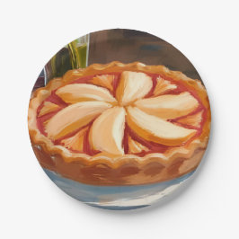 Prato De Papel Pintura em Aquarela de Torta de Maçã para o Dia de