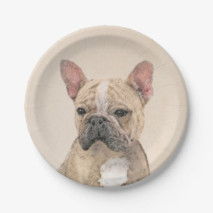 Prato De Papel Pintura em Bulldog Francês (Sable) - Pintura Orig