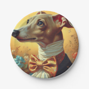 Prato De Papel Pintura em Cão de Greyhound Italiano