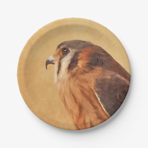 Prato De Papel Pintura em Kestrel Americano - Arte original sobre