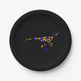 Prato De Papel Pintura Espalhada Raptor Azul Amarelo