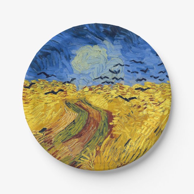 Prato De Papel Pintura impressionista Campos de Trigo de Van Gogh (Frente)