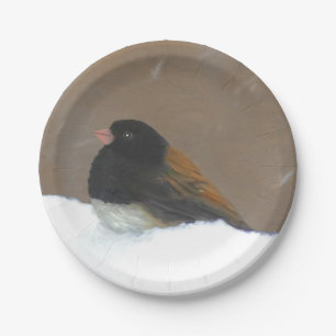 Prato De Papel Pintura Junco De Olhos Escuros - Arte De Pássaro 