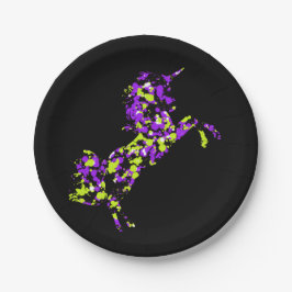 Prato De Papel Pintura Roxa Verde do Unicórnio