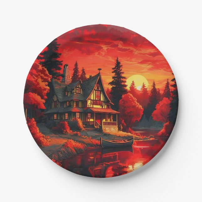 Prato De Papel Pintura solar com algodão e lago-66633 (Frente)