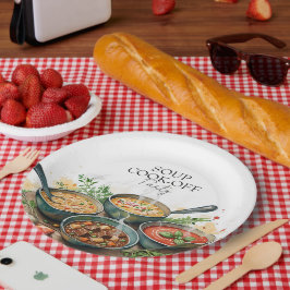 Prato De Papel Piquenique de Concurso de Sopa Rústica em Aquarela