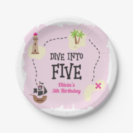 Prato De Papel Pirata mergulha em cinco 5 cor-de-rosa