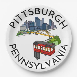 Prato De Papel Pittsburgh Steel City Skyline Incline Pennsylvania