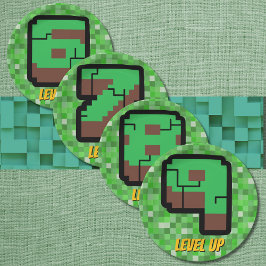 Prato De Papel Pixelated Gamer Green Building Level Up 6