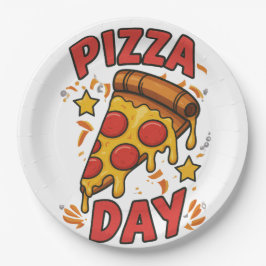 Prato De Papel Pizza Day - Pepperoni Divertido - Pizza Design