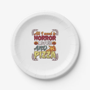 Prato De Papel Pizza de Filme de Terror Halloween Abóbora Crânio
